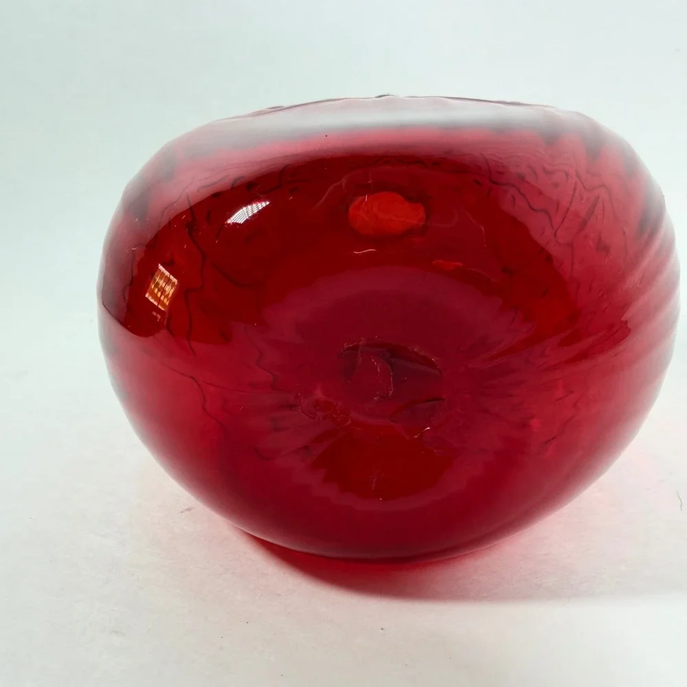 Vintage MMA Ruby Red Glass Daisy button Small Flask Vase Metropolitan Museum Art